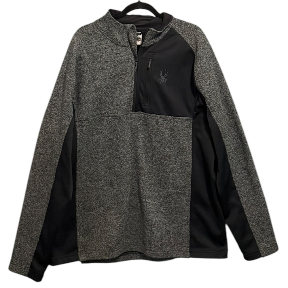 Spyder Mens Gray Quarter Zip Fleece Pullover Sweater XXL Running Outdoors Sporty